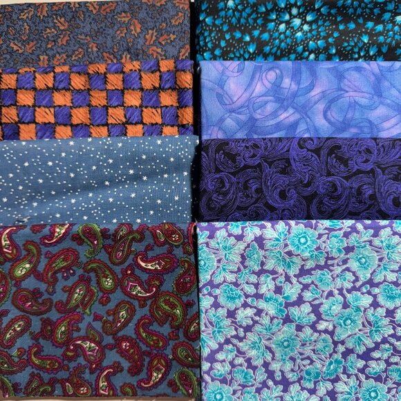 Quilt Fabric Vintage 8 Fat Quarters Blue #11 - Picture 1 of 9